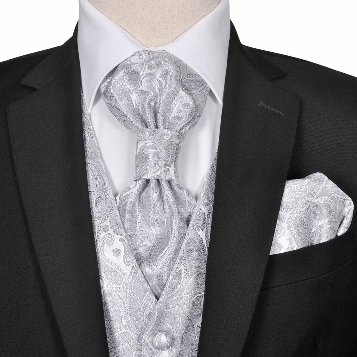 VidaXL Herren-Hochzeitswesten-Set Silber 56 Polyester