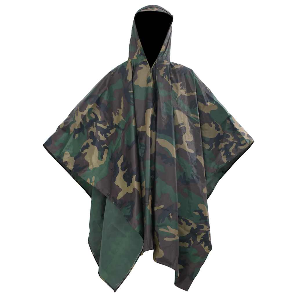 VidaXL Regenponcho für Camping, Wandern, Armee, wasserdicht, Tarnung