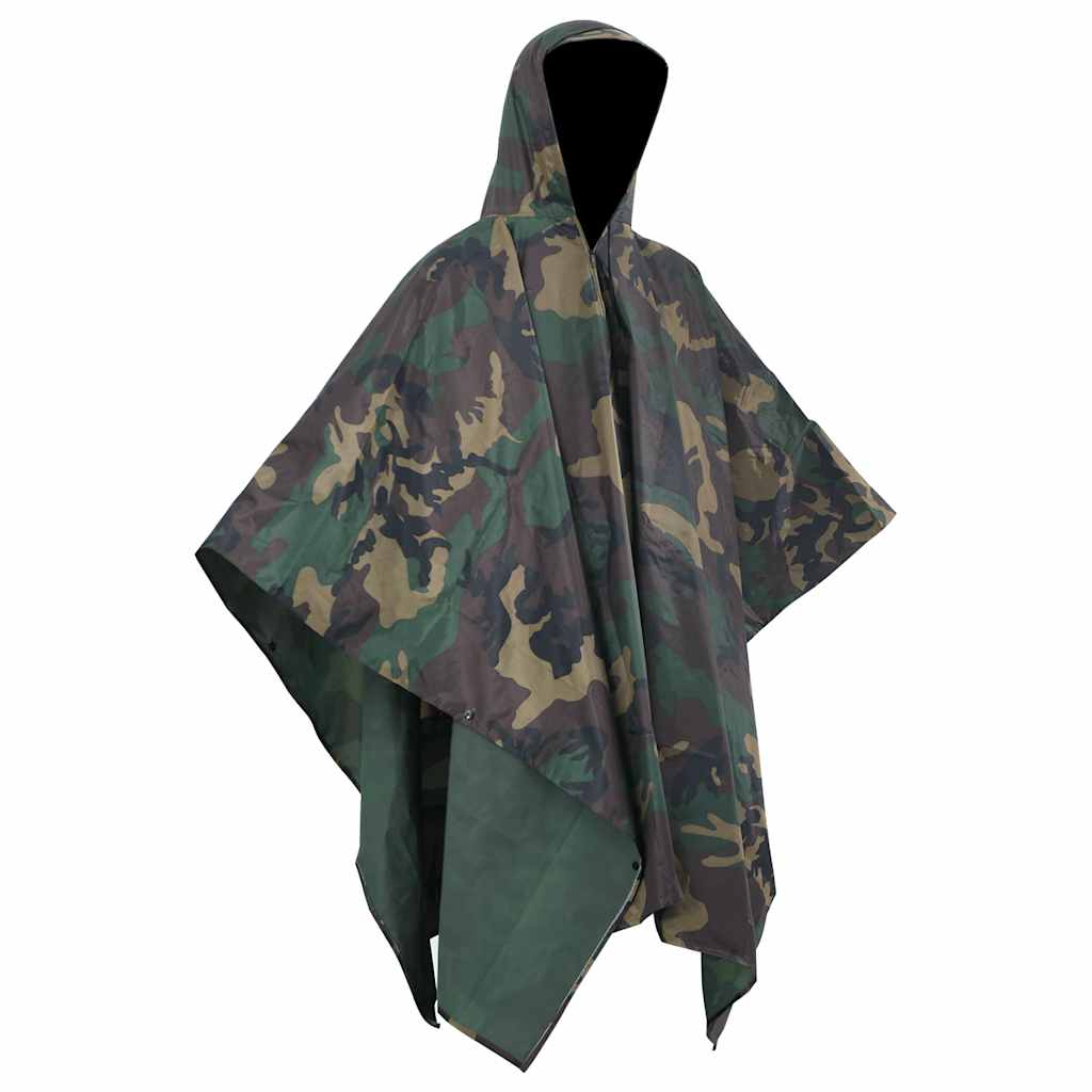 VidaXL Regenponcho für Camping, Wandern, Armee, wasserdicht, Tarnung