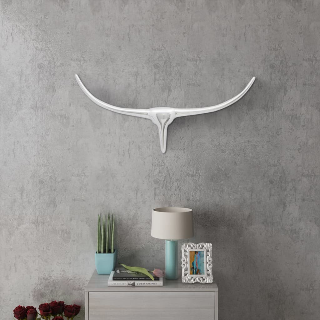 Vidaxl Bulls Kopf für das Wandaluminium 72 cm Silberfarbe