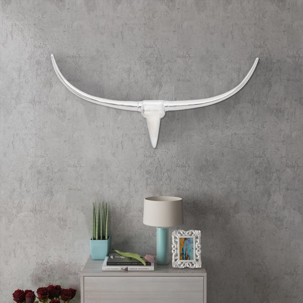 Vidaxl Bulls Kopf für das Wandaluminium 96 cm Silberfarbe
