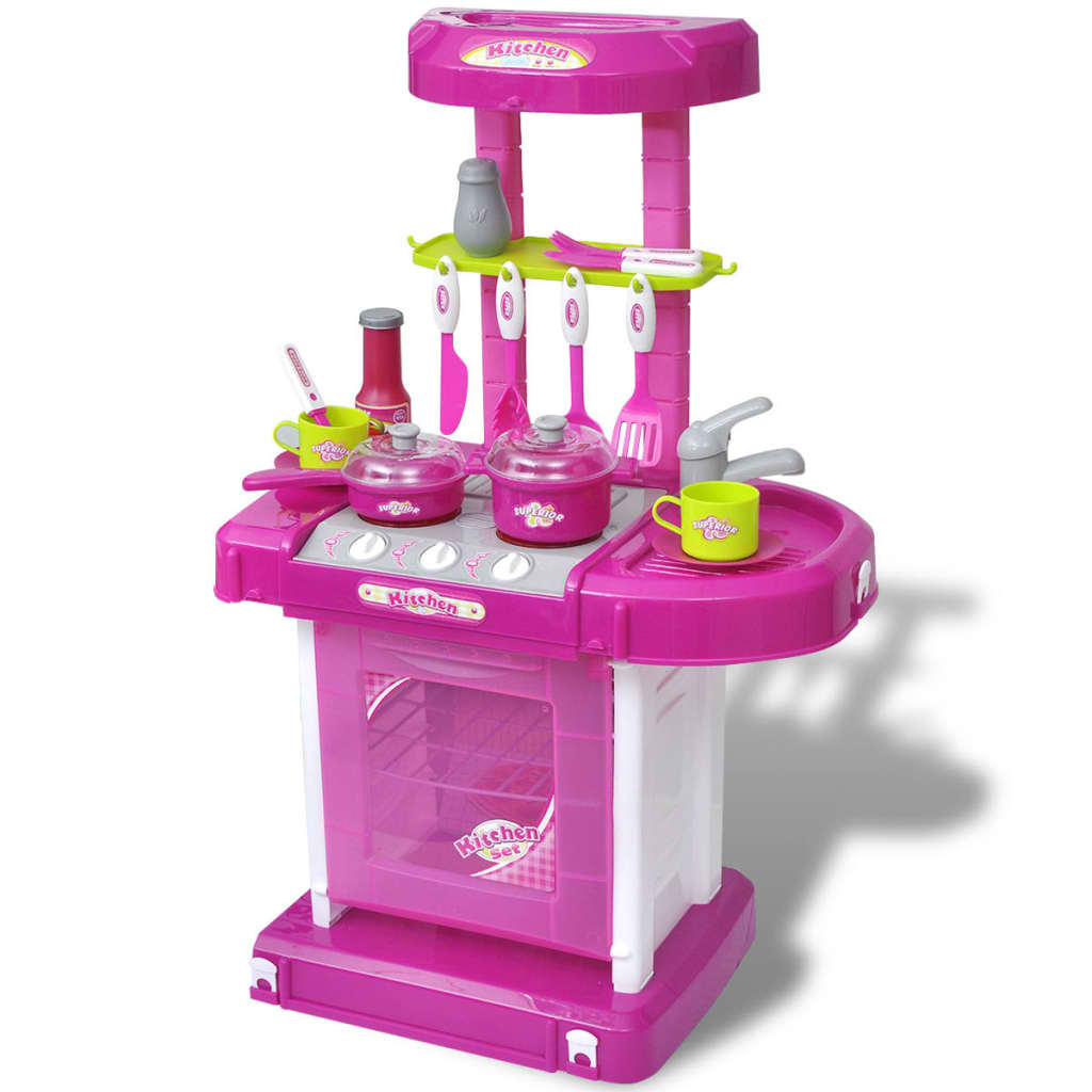 Vidaxl Kinderspielküche mit Lichtern Soundeffekte rosa