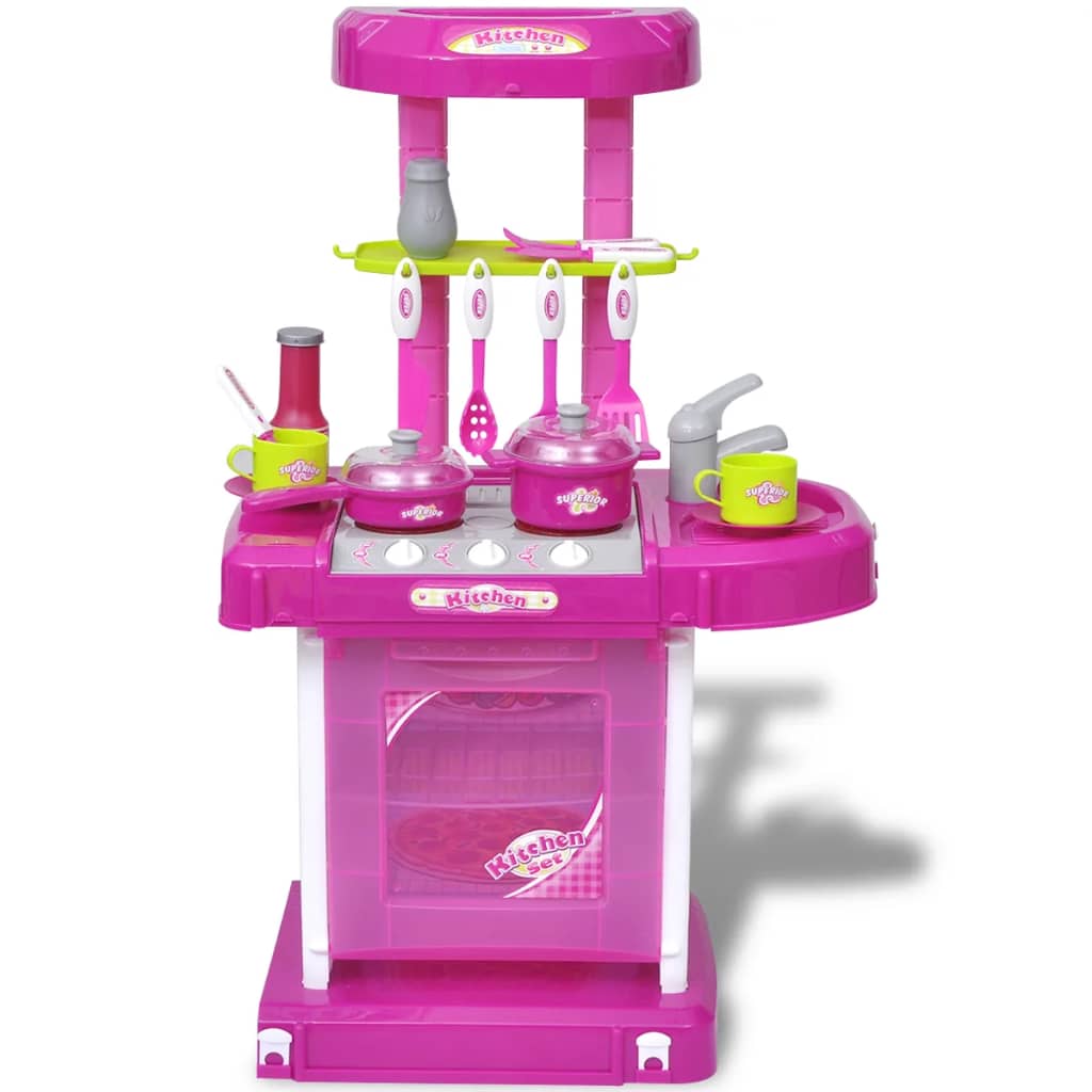 Vidaxl Kinderspielküche mit Lichtern Soundeffekte rosa
