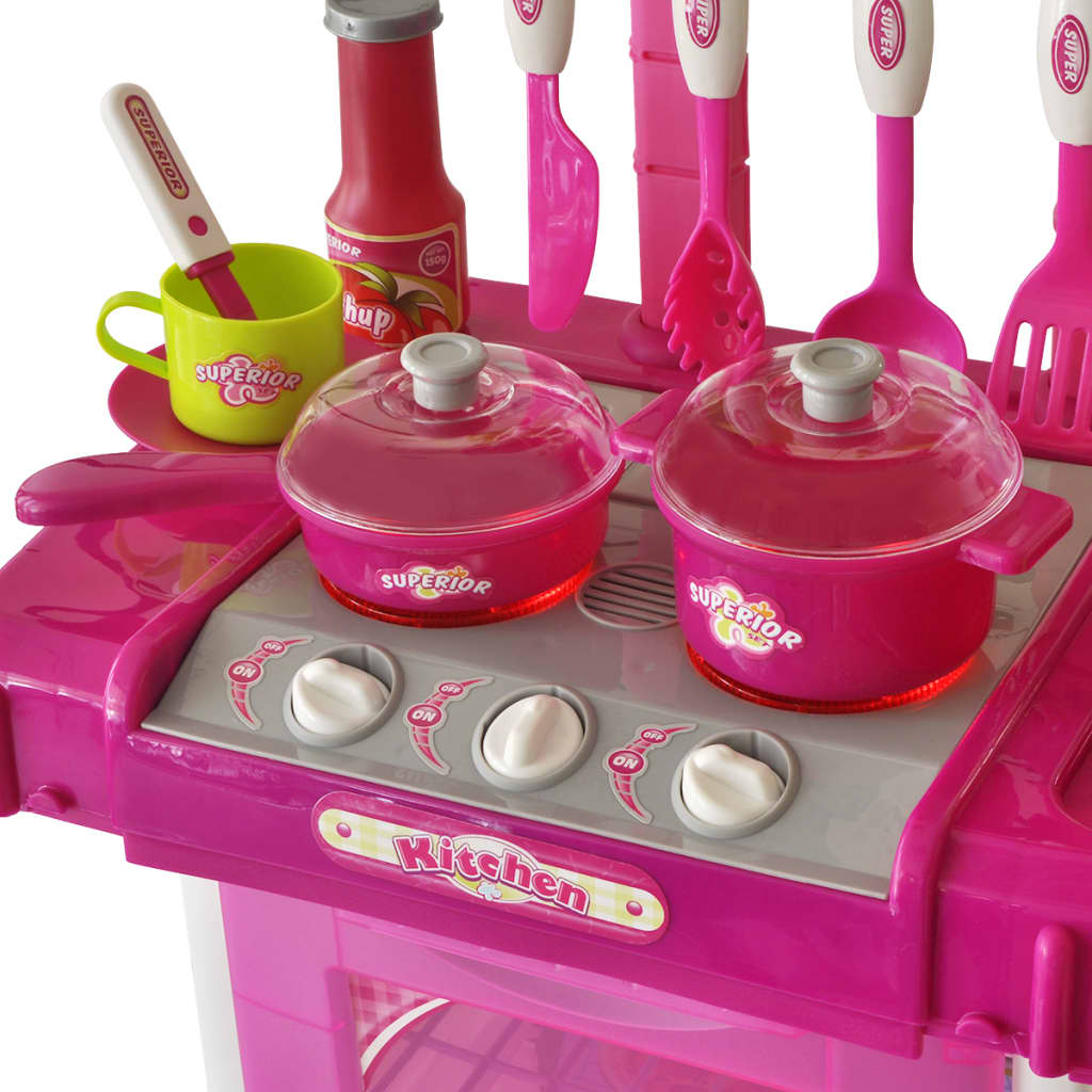 Vidaxl Kinderspielküche mit Lichtern Soundeffekte rosa