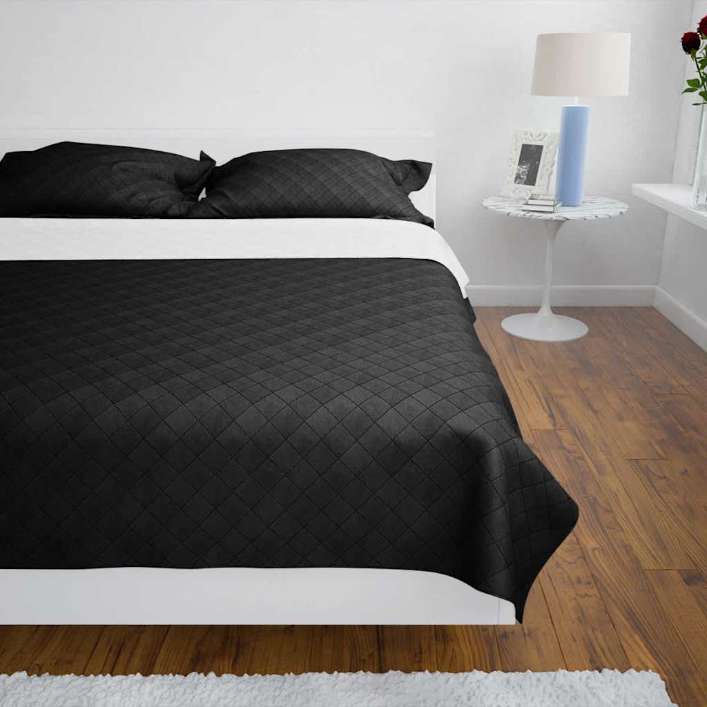 Vidaxl Bedsprey gesteppte doppelte 170x210 cm schwarz weiß