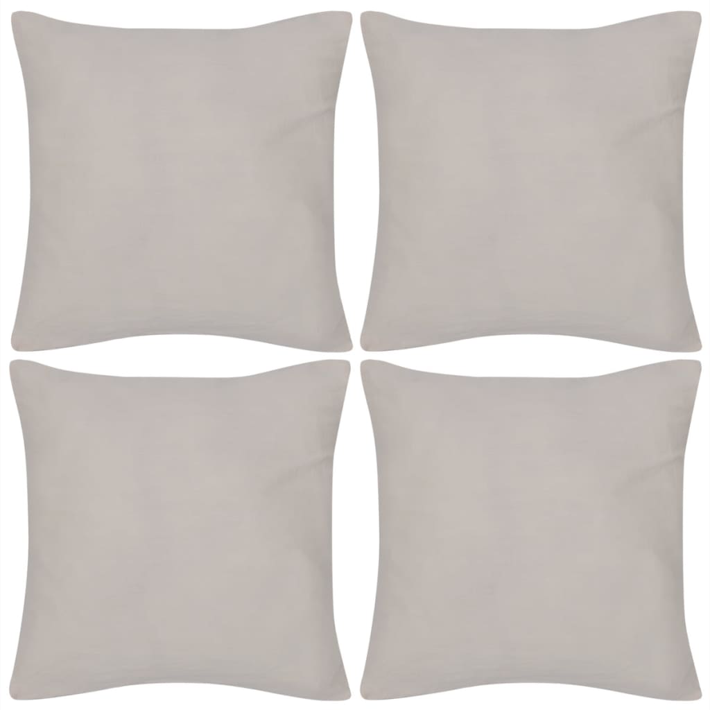 Vidaxl -Kissenbezüge Baumwolle 40 x 40 cm Beige 4 Teile