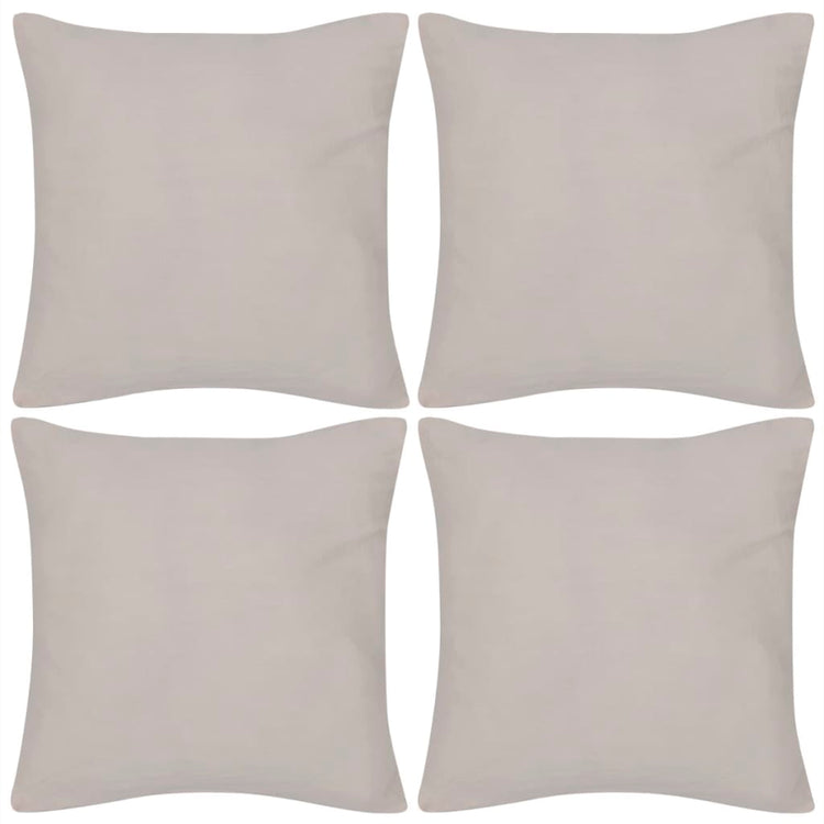 Vidaxl -Kissenbezüge Baumwolle 40 x 40 cm Beige 4 Teile