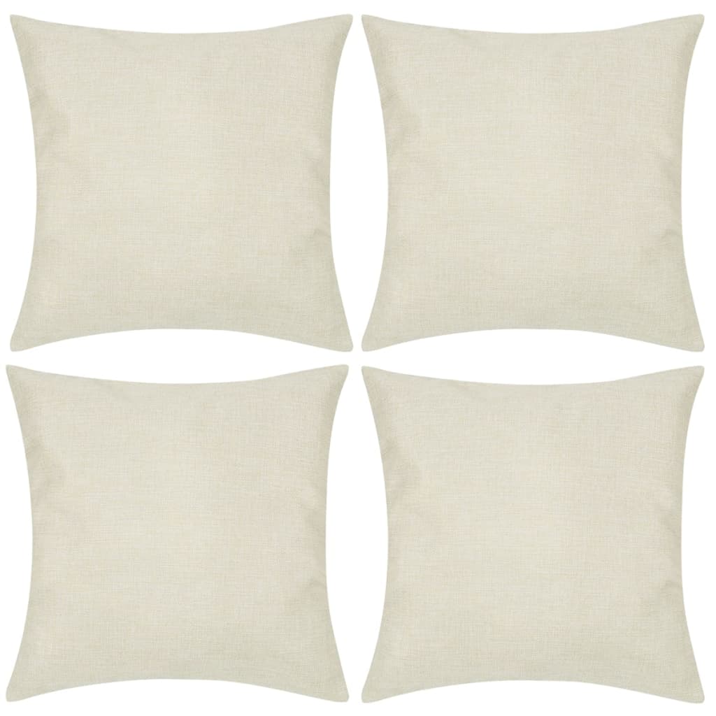 Vidaxl -Kissenabdeckung Leinen -Look 80 x 80 cm Beige 4 Teile