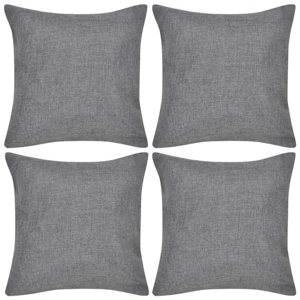 Vidaxl -Kissenabdeckung Leinen -Look 40 x 40 cm Anthrazit 4 Teile