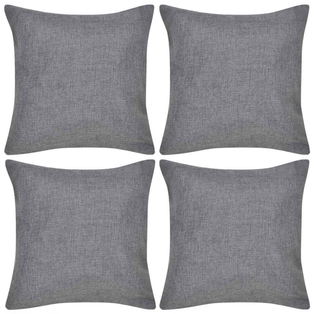 Vidaxl -Kissenbezüge Leinen Look 50 x 50 cm Anthrazit 4 Teile