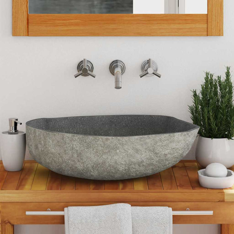 VIDAXL WASHBAIN OVAL (45-53) x (34-41) CM-Flussstein