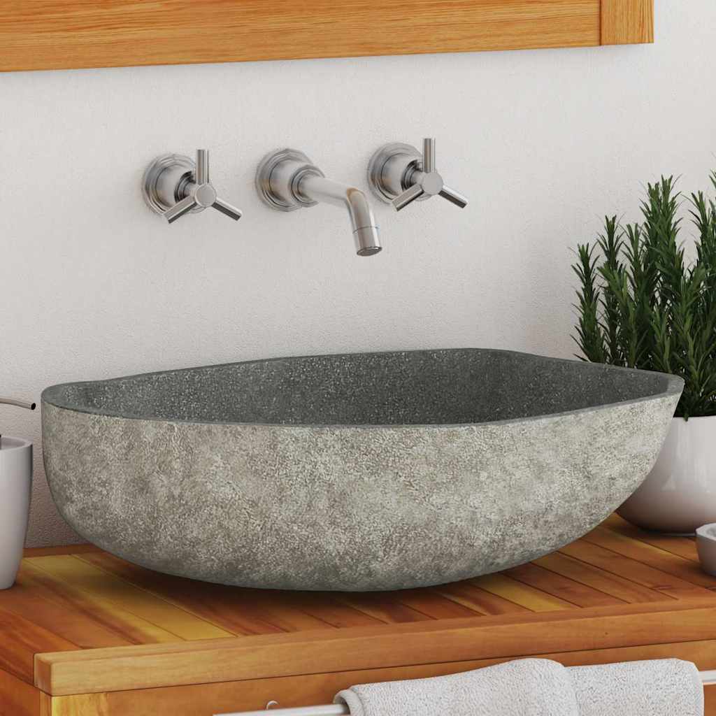 VIDAXL WASHBAIN OVAL (45-53) x (34-41) CM-Flussstein