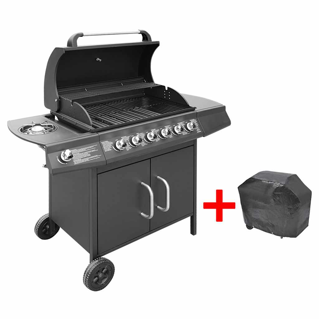 Vidaxxl Gasgrill 6+1 Kochzone schwarz
