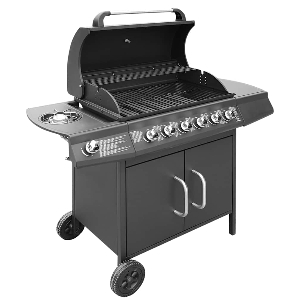 Vidaxxl Gasgrill 6+1 Kochzone schwarz
