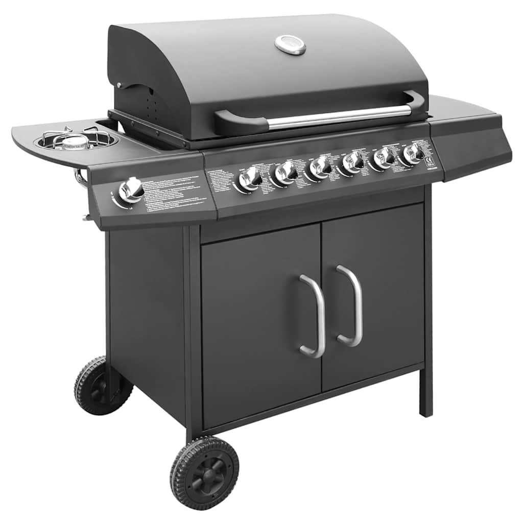 Vidaxxl Gasgrill 6+1 Kochzone schwarz