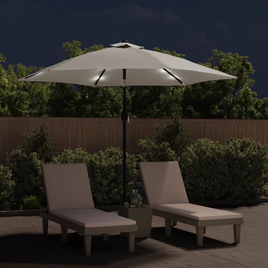 Vidaxl schwimmend Parasol mit LED 3 m Sandweiß