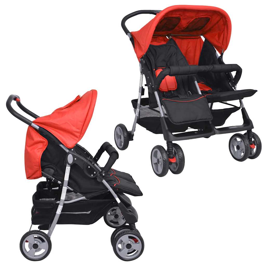Vidaxl Twin Car Steel Rot und Schwarz