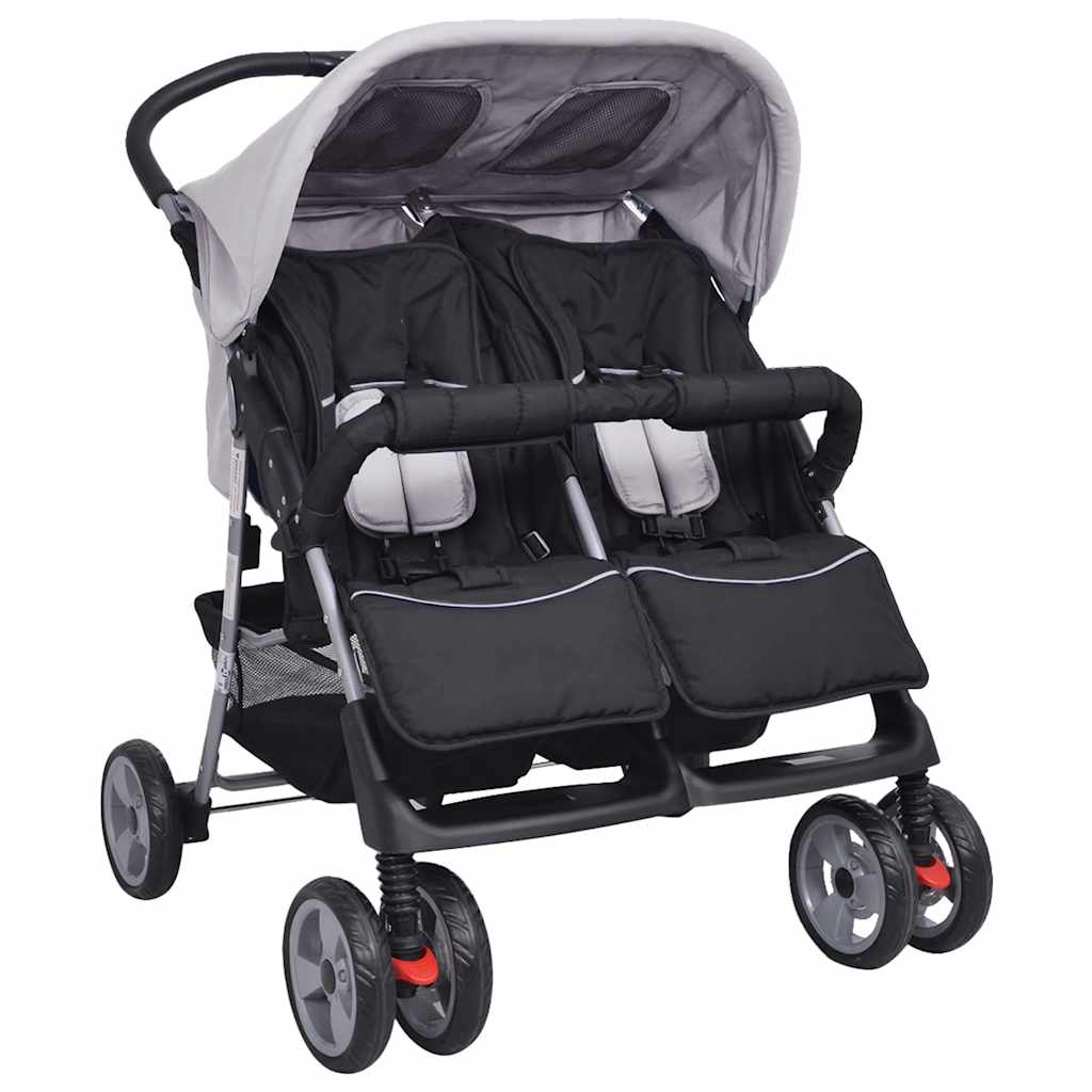Vidaxl Twin Car Steel Grau und Schwarz