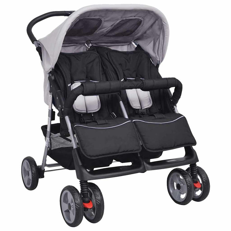 Vidaxl Twin Car Steel Grau und Schwarz