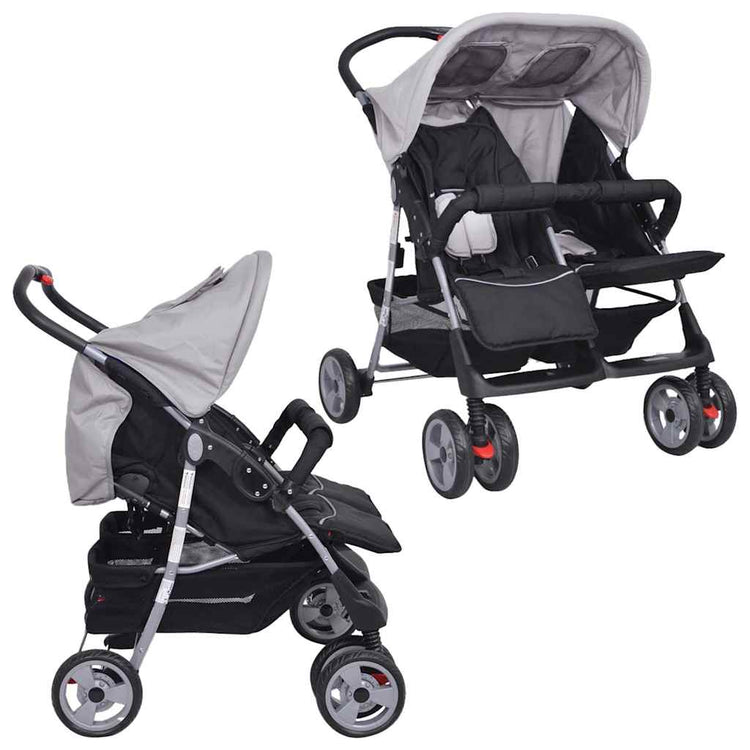 Vidaxl Twin Car Steel Grau und Schwarz