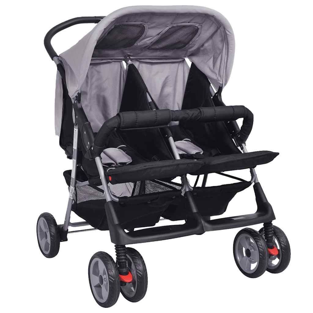 Vidaxl Twin Car Steel Grau und Schwarz