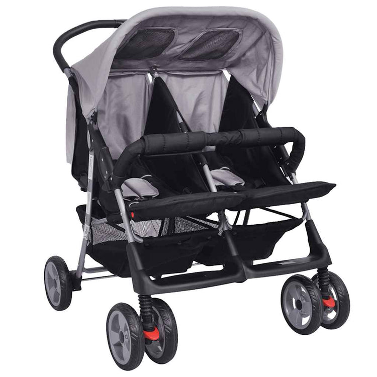 Vidaxl Twin Car Steel Grau und Schwarz