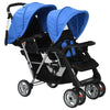 Vidaxl Pram Doppelstahlblau und Schwarz