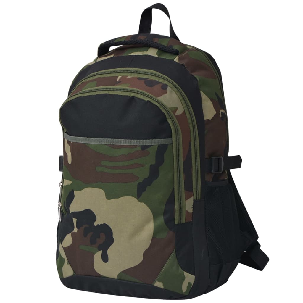 Vidaxl -Rucksack für die Schule 40 l Schwarz und Tarnung