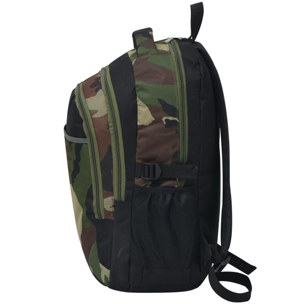 Vidaxl -Rucksack für die Schule 40 l Schwarz und Tarnung