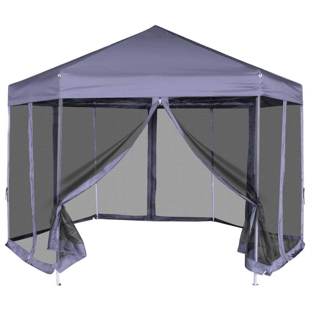 Vidaxl-Partyzelt mit Seitenwänden Pop-up Hexagonal 3,6x3,1 M dunkelblau