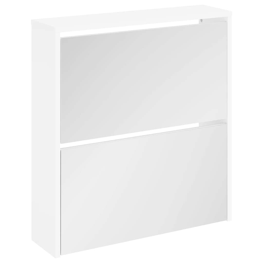 Vidaxl Schuhschrank zwei -Layer mit Spiegel 63x17x67 cm Weiß