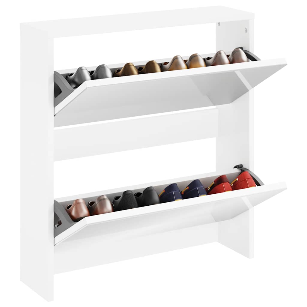 Vidaxl Schuhschrank zwei -Layer mit Spiegel 63x17x67 cm Weiß