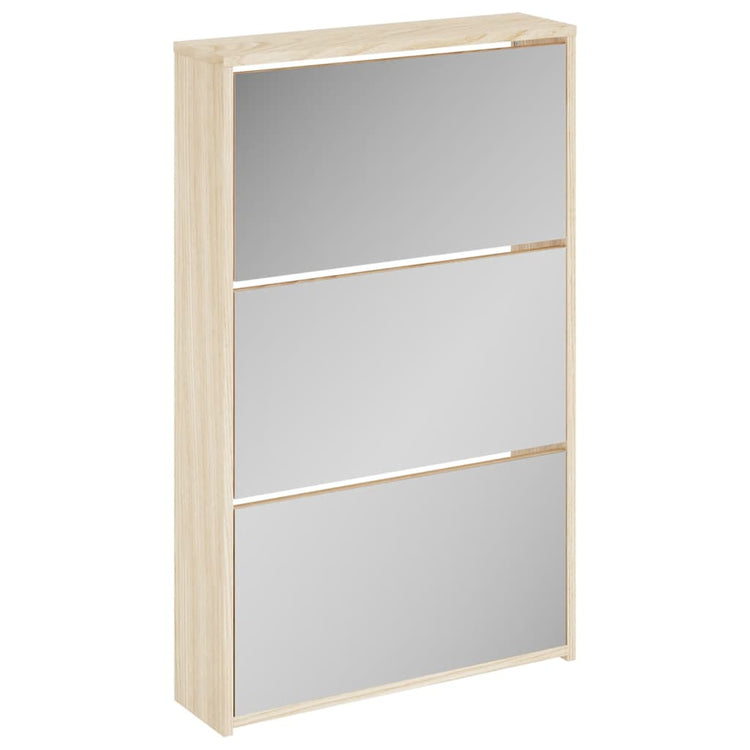 Vidaxl -Schuhschrank drei -Layer mit Spiegel 63x17x102.5 cm Eiche