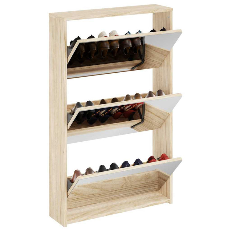 Vidaxl -Schuhschrank drei -Layer mit Spiegel 63x17x102.5 cm Eiche