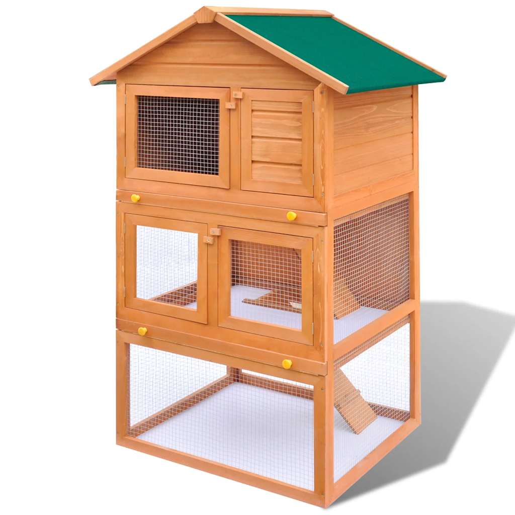 Vidaxx Outdoor Kaninchenstall Holzkäfig 3 Schichten