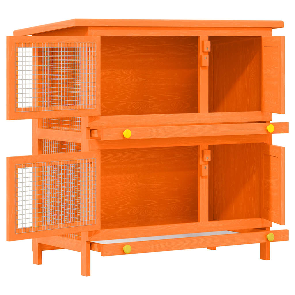 Vidaxx Outdoor-Kaninchenstall für kleine Haustiere, 4 Türen, Holz
