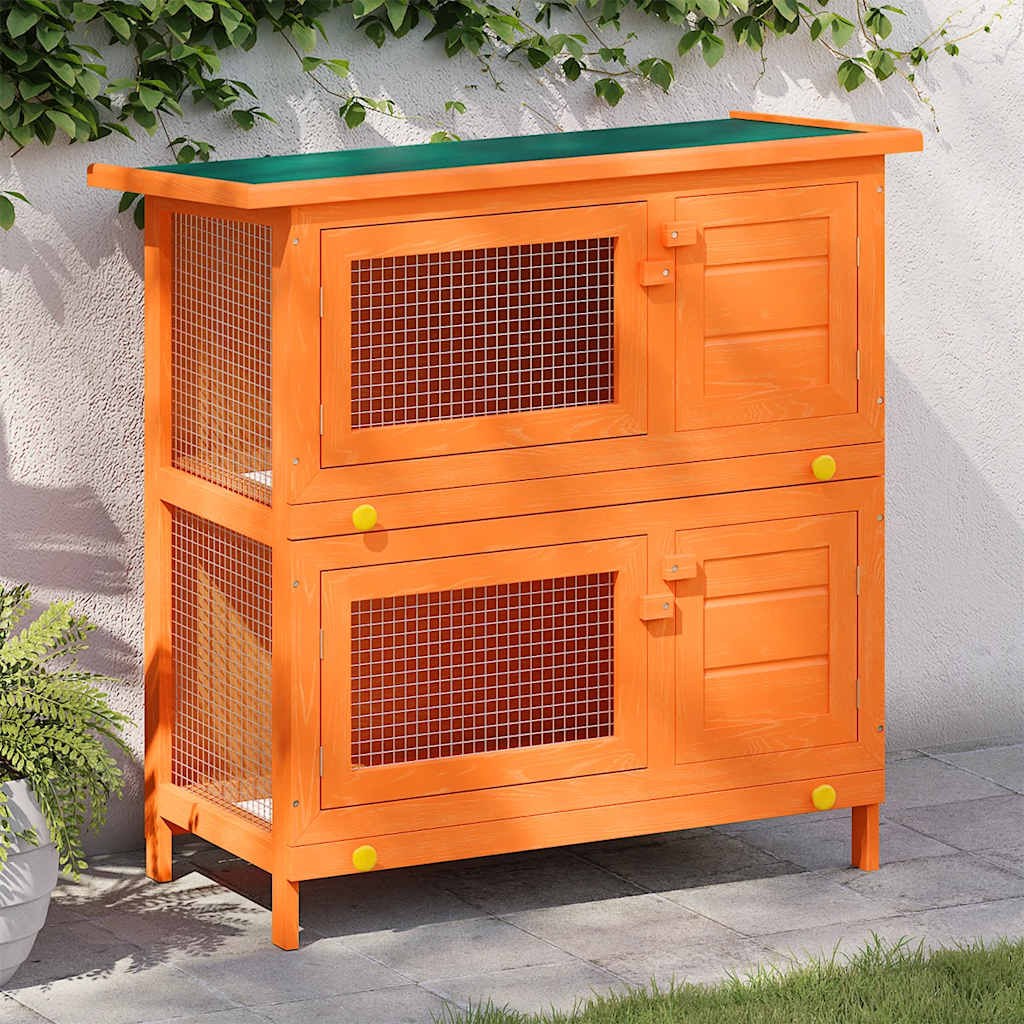 Vidaxx Outdoor-Kaninchenstall für kleine Haustiere, 4 Türen, Holz