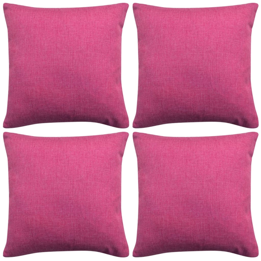 Vidaxl -Kissenbezüge 4 Stücke Leinen Look Pink 40x40 cm
