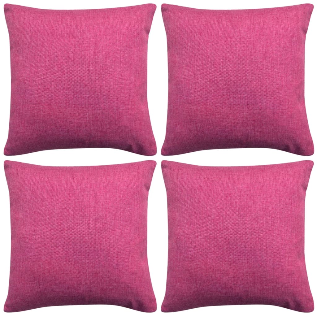 Vidaxl -Kissenbezüge 4 Stücke Leinen Look Pink 80x80 cm
