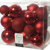 Decoris Decoris Weihnachtsbällchen Plastik 6-8-10 cm rot 26 Stücke