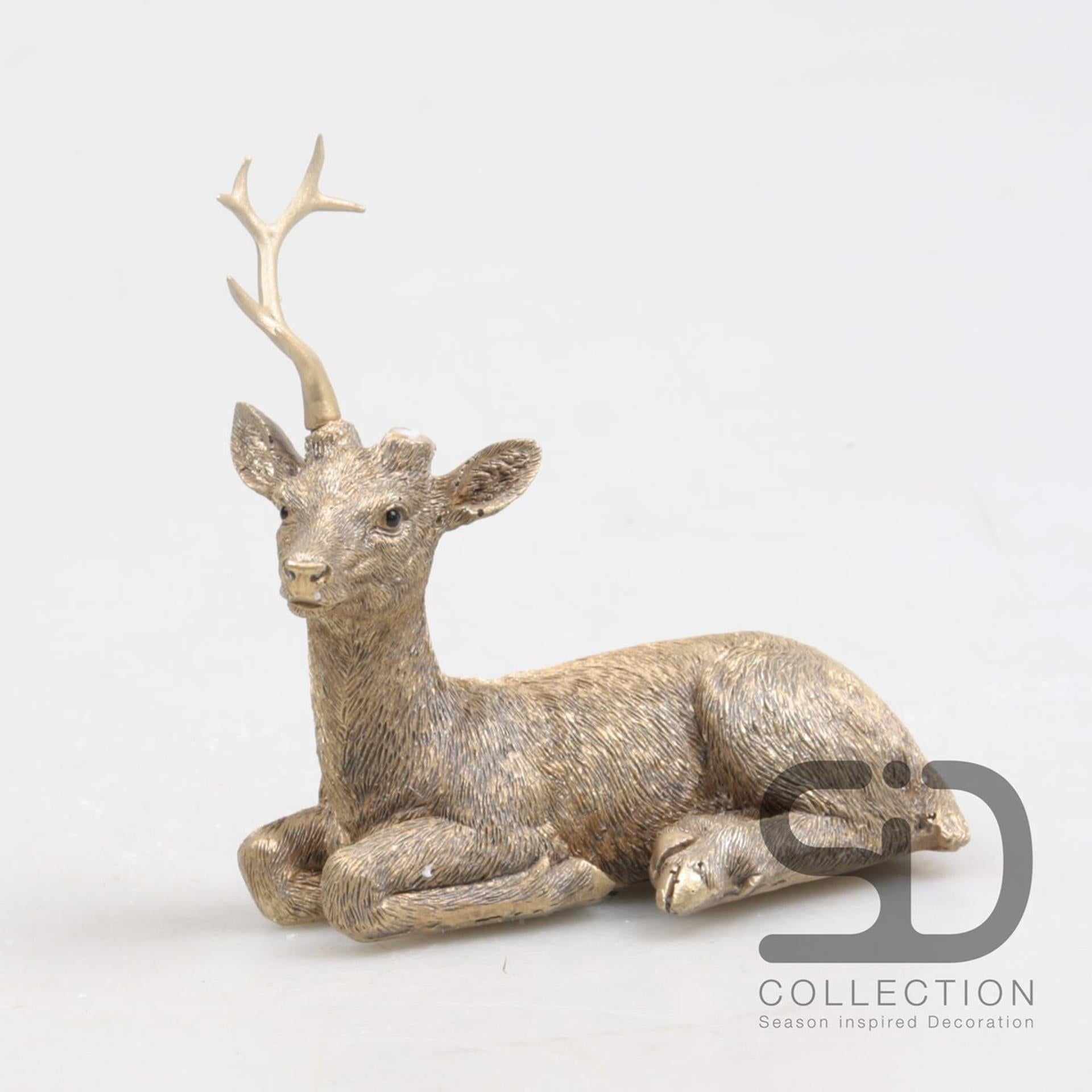 Jahreszeiteninspirierte Dekoration Hirsch liegend gold 11cm