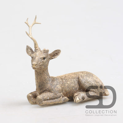 Jahreszeiteninspirierte Dekoration Hirsch liegend gold 11cm