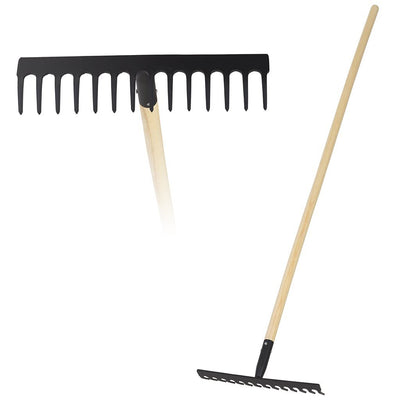 Profi-Gartenrechen mit Holzstiel 142 cm, schwarzes Holz