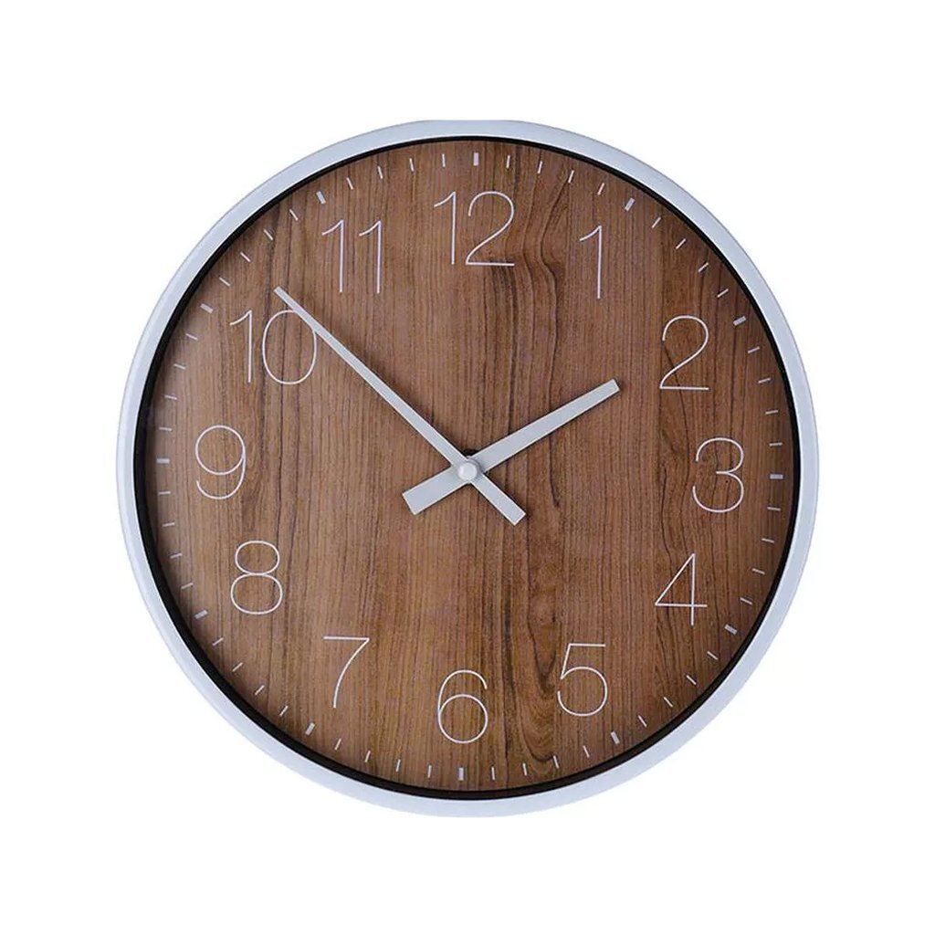 Andere Marken analoge Wanduhr 25 cm Holzmotiv Silber