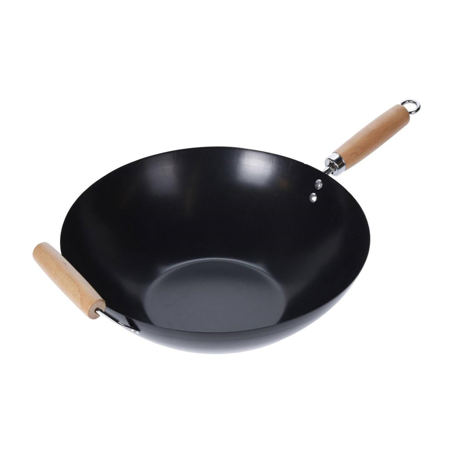 Excellent Houseware Wok aus Karbonstahl, ø35 cm, Holzgriff