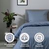 Zehn Cate Cotton Satin Single Duvet Cover Stripe 140x200 220 cm dunkelblau