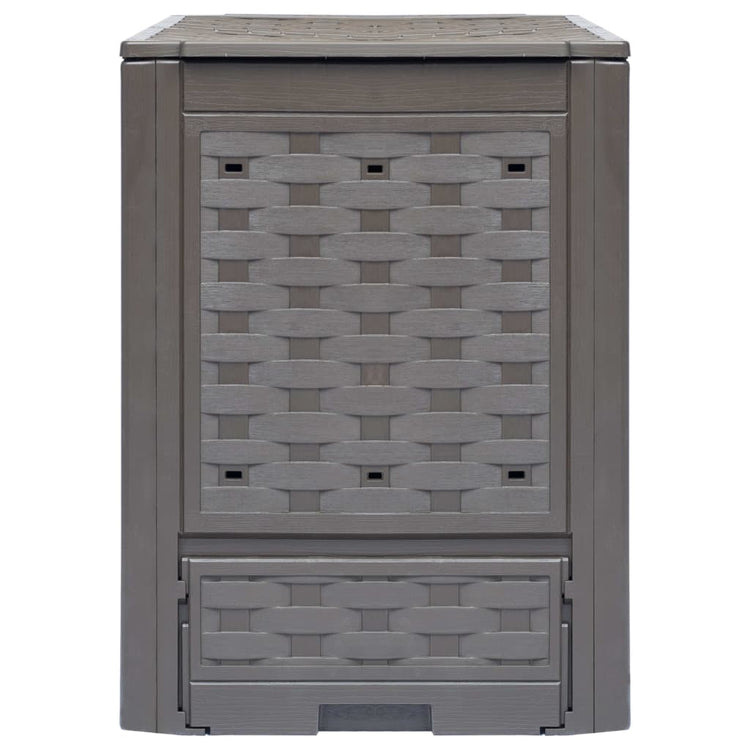 Vidaxl -Kompostbehälter 300 L 60x60x83 cm Plastik Rattan Braun