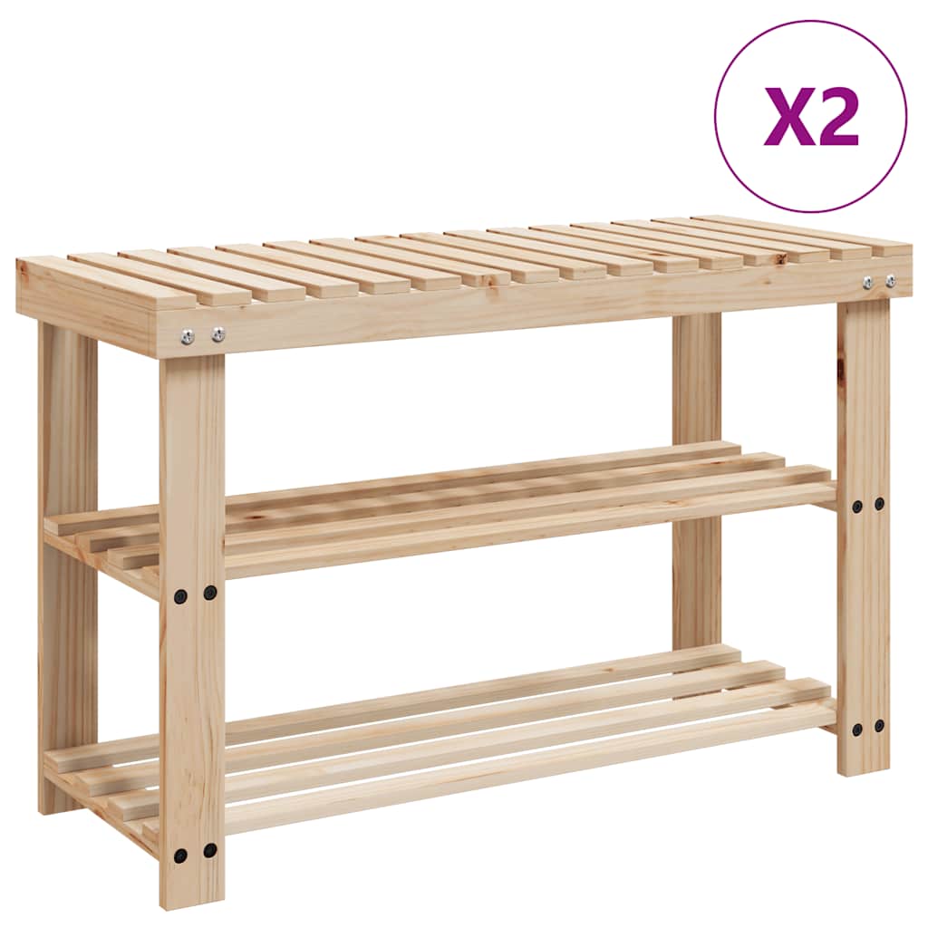 Vidaxl -Schuhregale mit Sofa 2 PC Massivholz