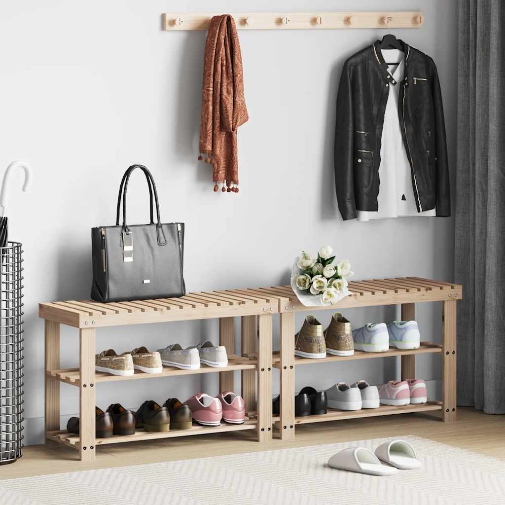 Vidaxl -Schuhregale mit Sofa 2 PC Massivholz