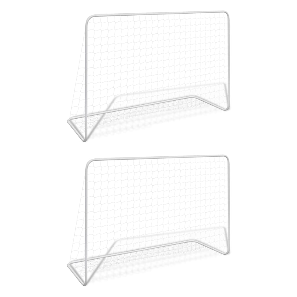 Vidaxl -Fußballtore 2 ST mit Netzen 182x61x122 cm Stahlweiß